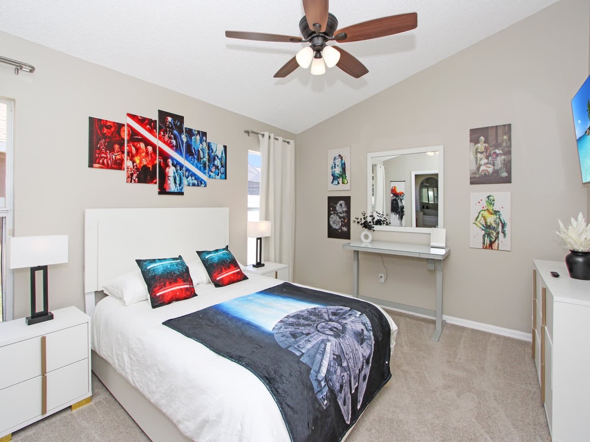 Castle Keys themed bedroom with space-inspired decor